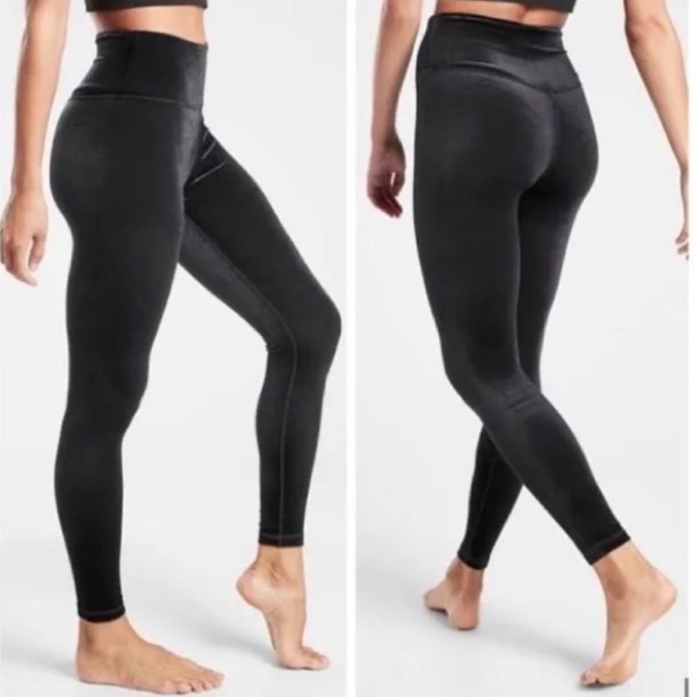 EUC Athleta Elation Ultra High Rise Velvet Leggings | Black | Size S